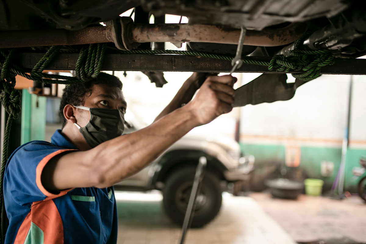 Mechanic Working under car